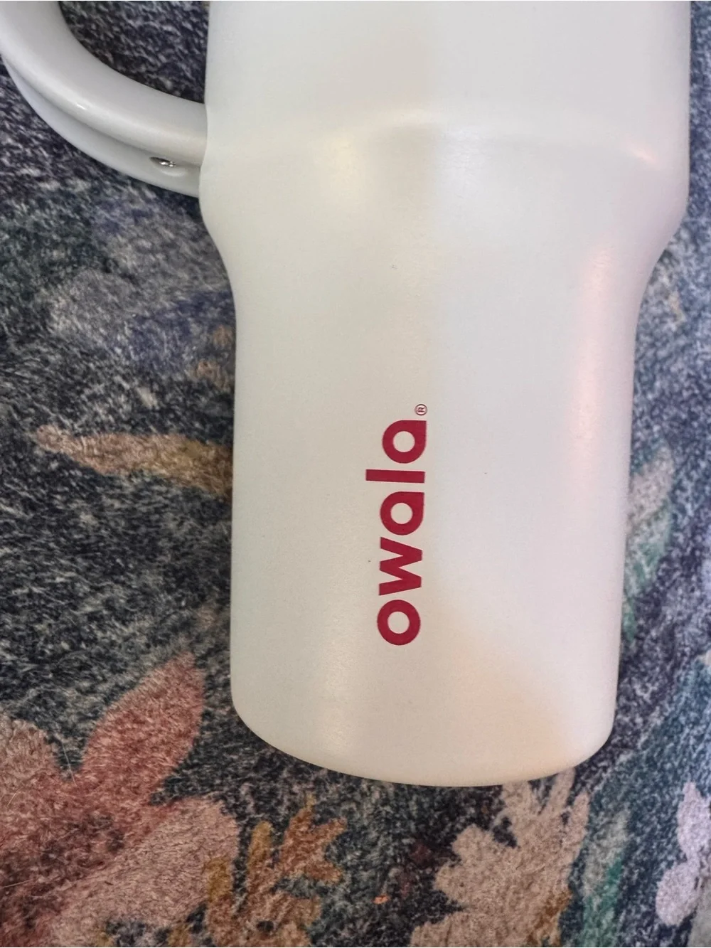 Owalo White 40oz Travel Mug with Handle and Straw